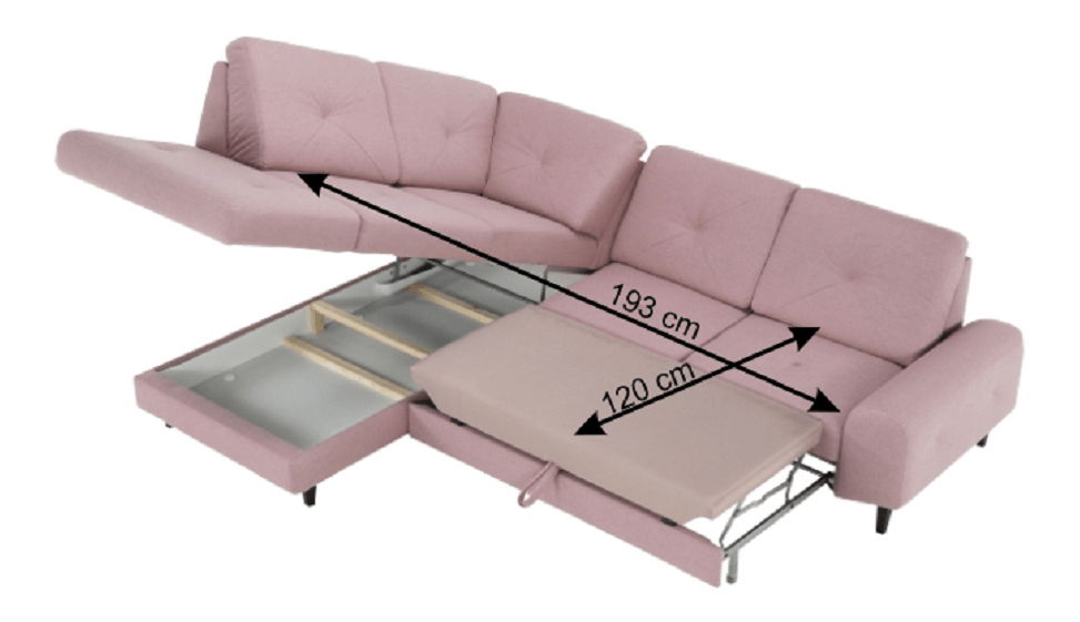 Sarokkanapé Prada (púder rózsaszín) (B)