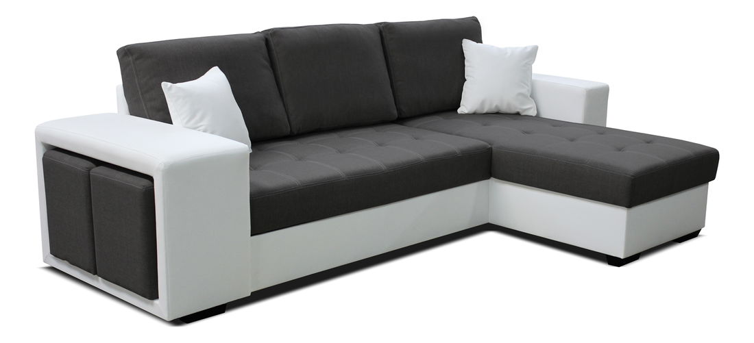 Rohová sedačka Thema Lux 2F+L (tmavosivá + biela) (P)