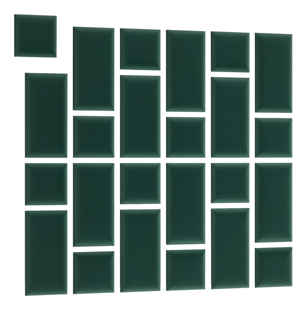 Set 24 čalúnených panelov Quadra 180x180 cm (zelená)