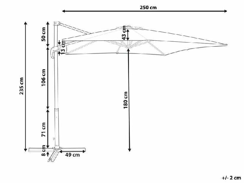 Umbrelă de grădină 250 cm MONCE (aluminiu) (roșu închis)