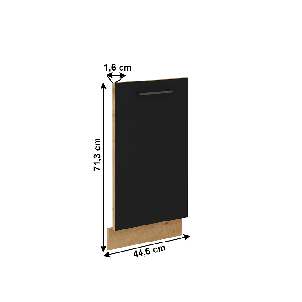 Dvierka na umývačku riadu Meriel ZM 713x446 (čierna + dub artisan)