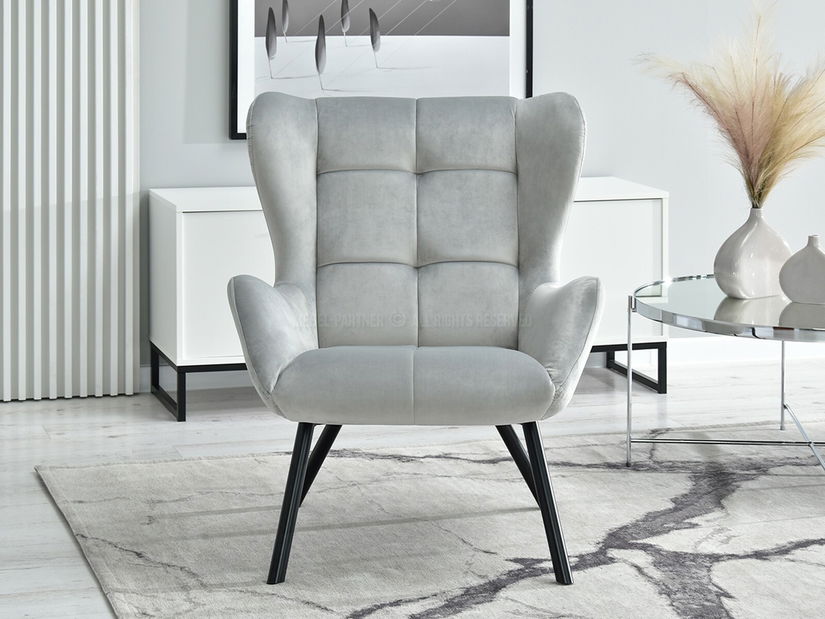 Dizajnové kreslo Norweien (sivá + zlatá)