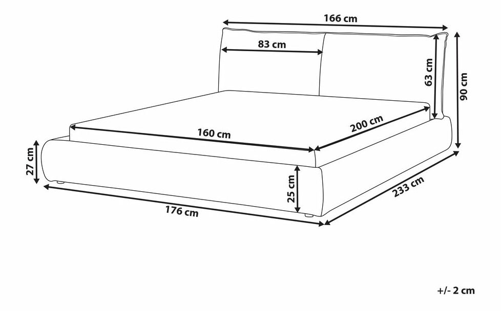 Vízágy 180 cm Alexandrine (szürke) (ágyráccsal és matraccal)