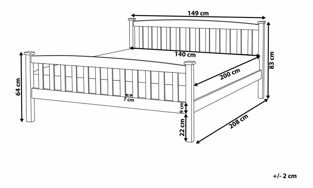Pat matrimonial 140 cm GERNE (cu somieră) (alb)