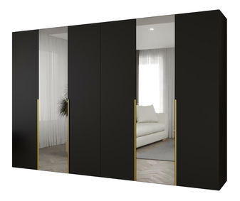 Ruhásszekrény 300 cm Alice 2 (fekete + arany)