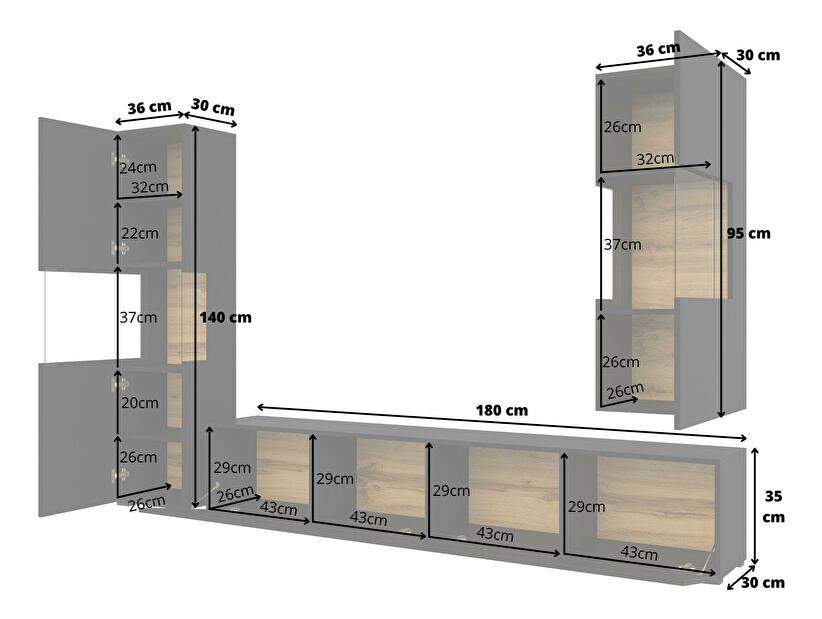 Mobilier living Avernic Typ 10 (onyx negru + Stejar wotan)