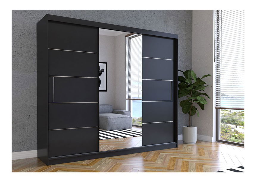 Dulap de haine Arrun (negru + negru + Oglindă)