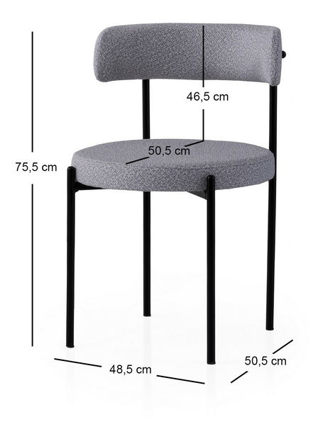 Set 2 buc. scaune bucătărie Gindera (Negru + gri închis)