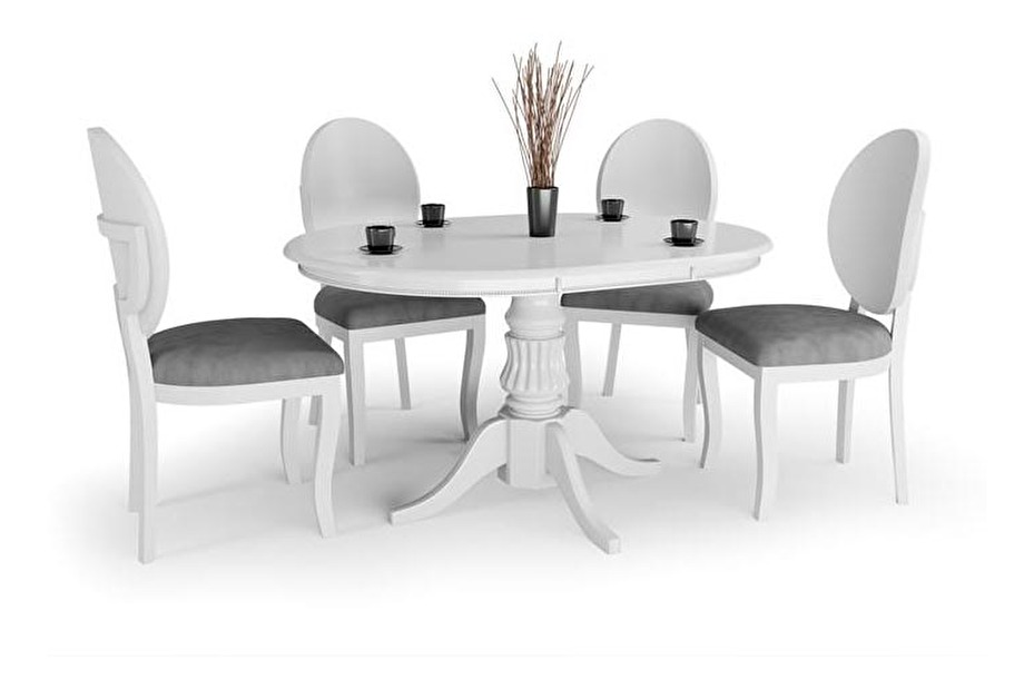 Rozkladací jedálenský stôl 90-124 cm Ferrara (biela) (pre 4 osôby)