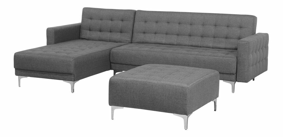 Rohová sedačka ABERLADY (sivá) (s taburetkou) (L)