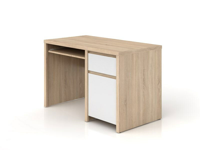 Masă PC Kasey BIU1D1S/120 (Stejar sonoma + Alb lucios)