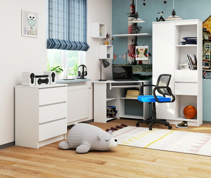 Masă PC de colț Titus (alb)