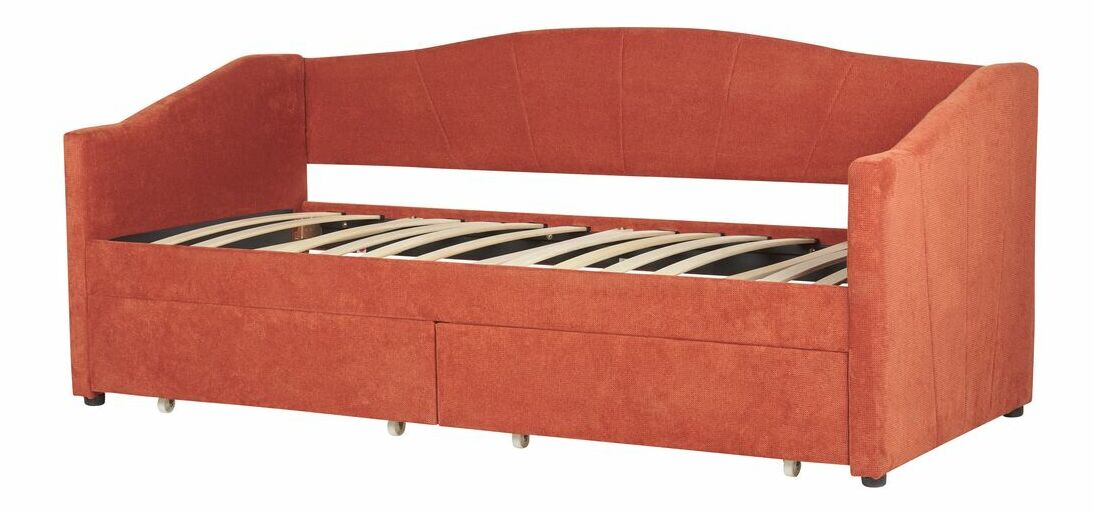 Jednolôžková posteľ 200 x 90 cm Vitto (červená) (s roštom a úložným priestorom)