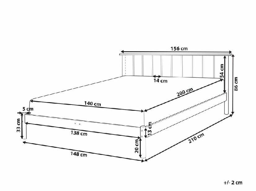 Pat matrimonial 140 cm Barza (lemn deschis)