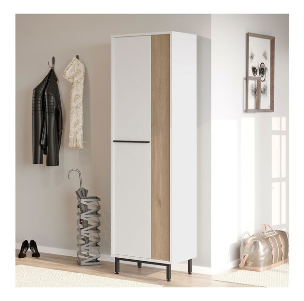 Ormarić za obuću Abbygail 2 (hrast + bijela) 