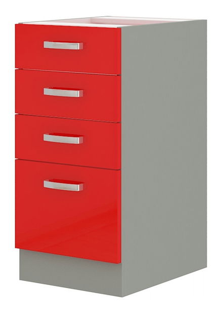 Dolná kuchynská skrinka Roslyn 40 D 4S BB (červená + sivá)