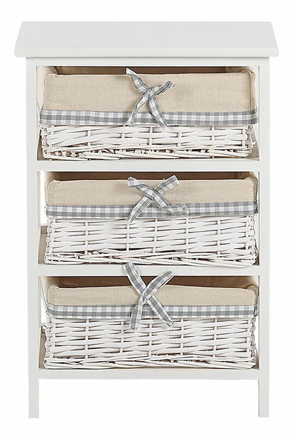 Comodă ZORIOLA (alb + bej) (trei coșuri)