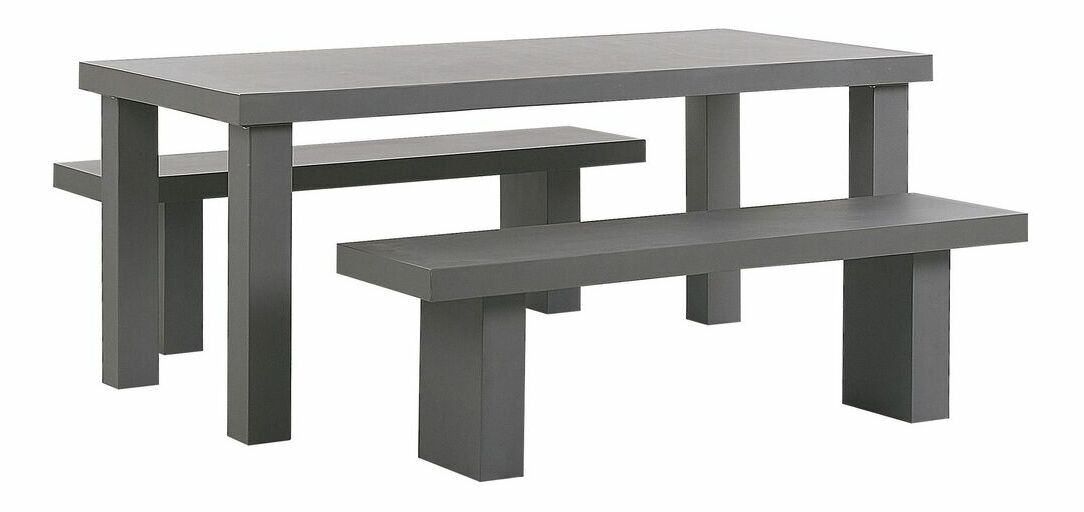 Set pentru grădină TONUTO (gri) (2 băncuțe) (pentru 4 persoane)