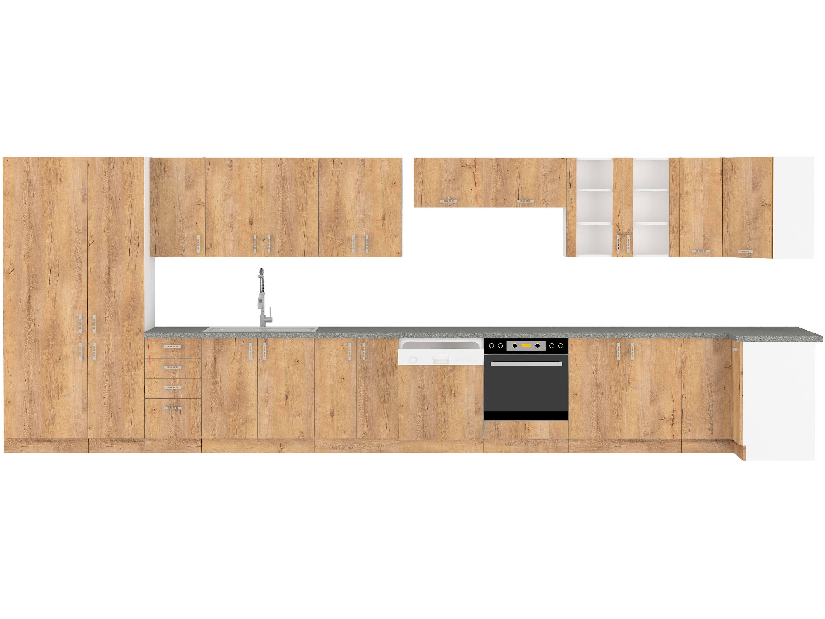 Dulap superior de bucătărie Sylrona 60 G 72 2F (stejar lefkas + alb)