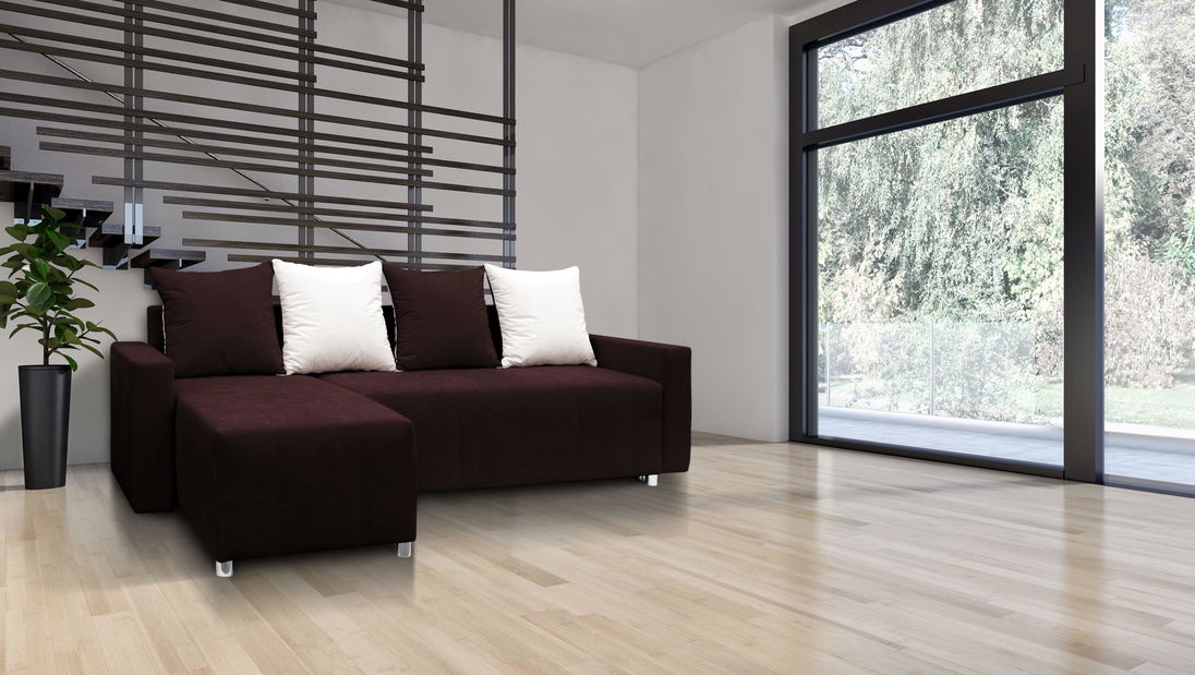 Sarok kanapé Brigid háttámlával (sötétbarna + párnák)