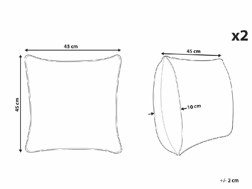 Set 2 ukrasna jastuka 45 x 45 cm Cupo (crna)