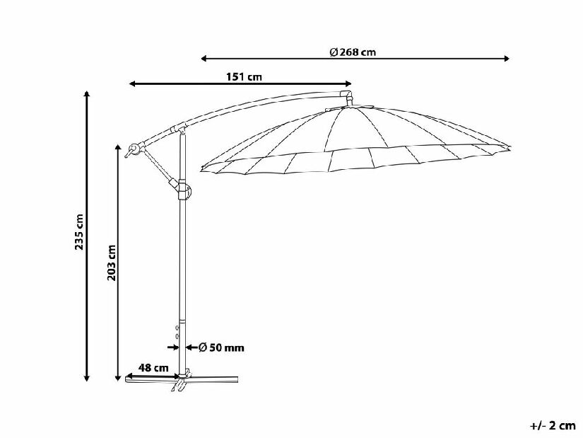 Záhradný slnečník 268 cm CALISA II (polyester) (svetlosivá)