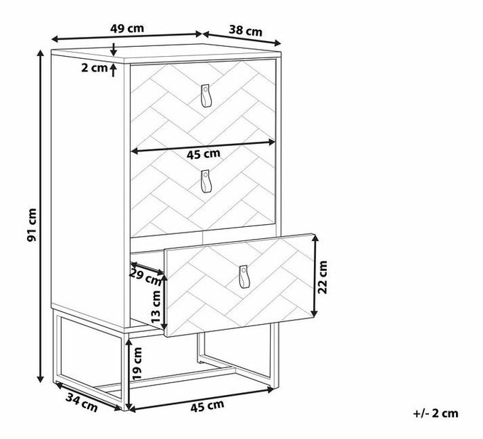 Comodă NAVVEA (lemn deschis + alb)