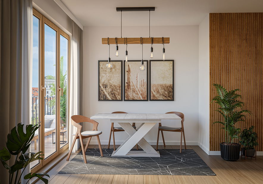 Blagovaonski stol Xalin (svijetlosiva + bijela) (za 4 do 6 osoba)