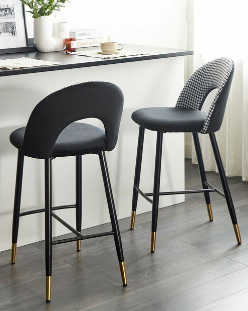 Set 2 ks barových stoličiek Fabian (čiernobiela)