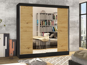 Dulap de haine Birdie 2 (negru + artisan)