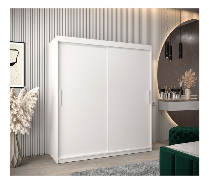 Ormar za garderobu 180 cm Toki (bijela mat + bijela mat)