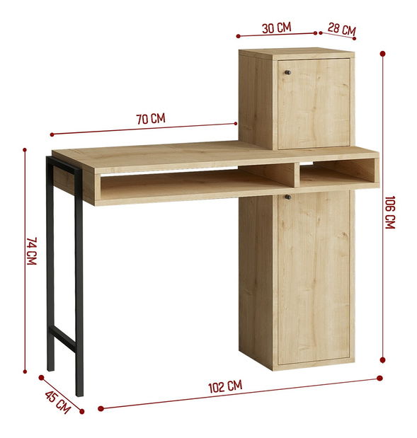 Masă PC Aliex 1 (stejar + negru)