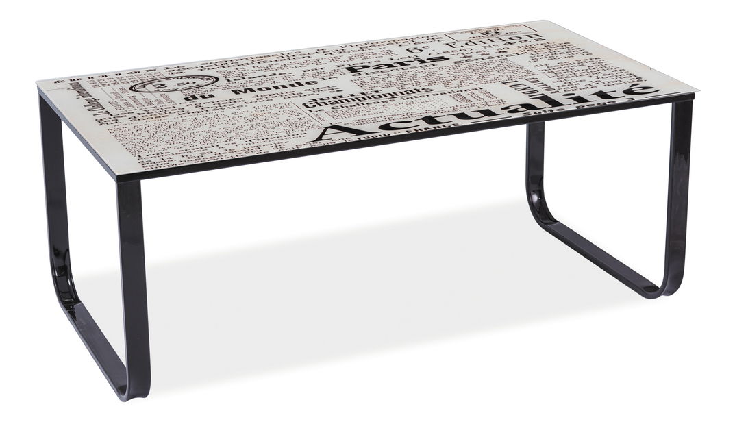 Konferenčný stolík Thurso II (čierna + grafika text)