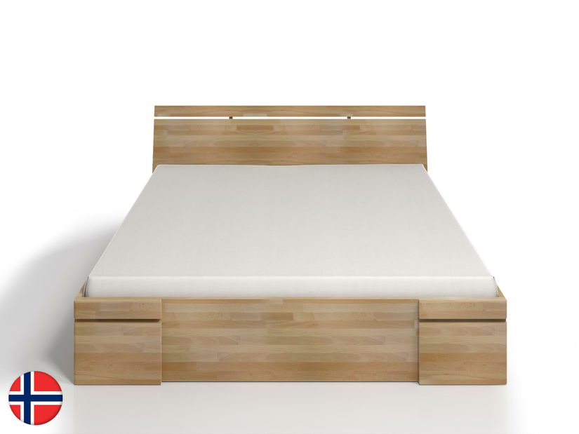 Manželská posteľ 140 cm Naturlig Bavergen Maxi DR (buk) (s roštom a úl. priestorom)