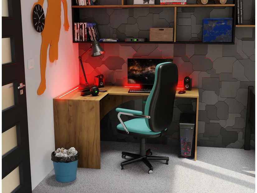 Kutni LED PC stolić Uhlominn (craft zlatni)