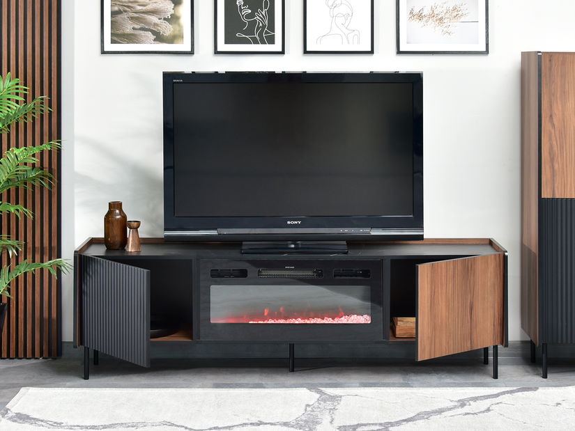 Măsuță TV/Dulap Protegidas P17 (negru) (cu șemineu)