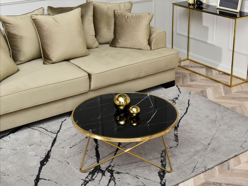 Dohányzóasztal Armin Xl (fekete márvány + arany)