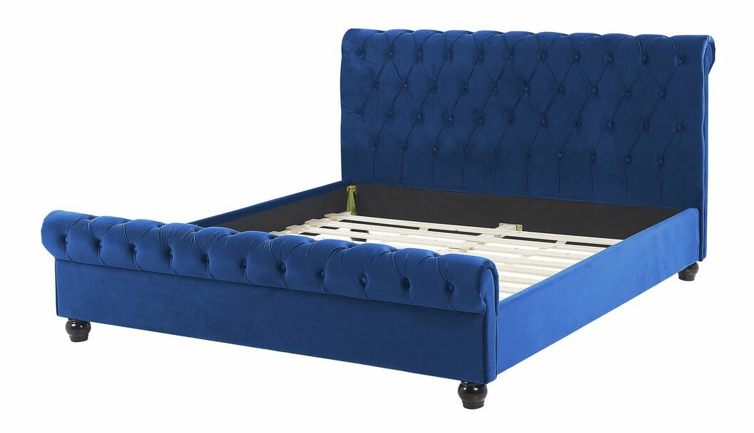 Manželská posteľ 160 cm ARCHON (s roštom) (modrá)
