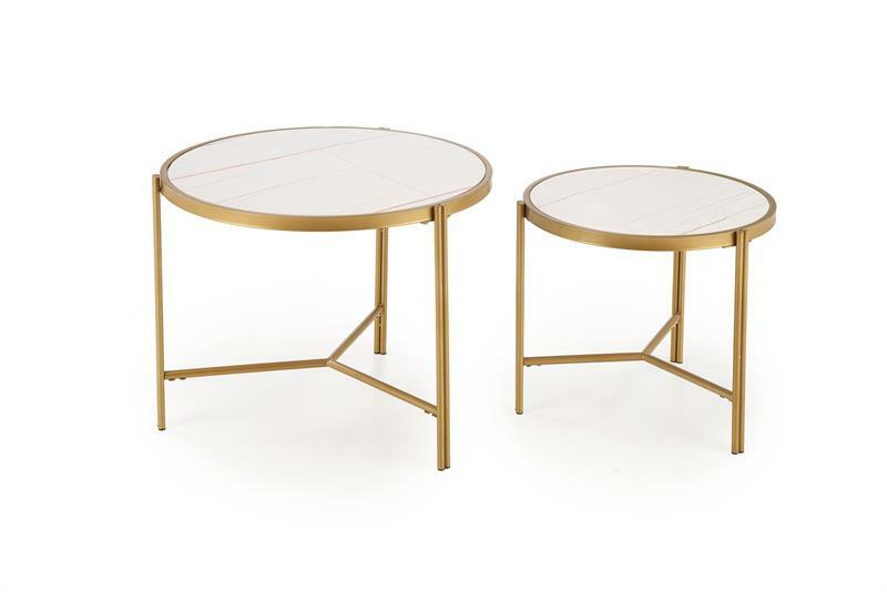 Dohányzóasztal szett (2 db.) Fantoma (fehér márvány + arany)