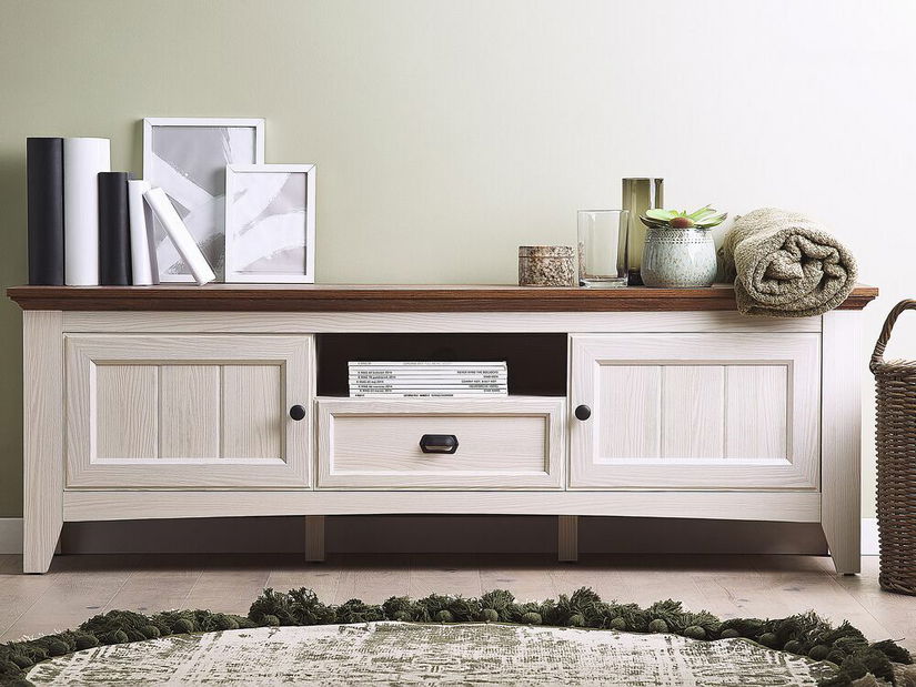 Masă TV NEVELLE (Crem + lemn deschis)