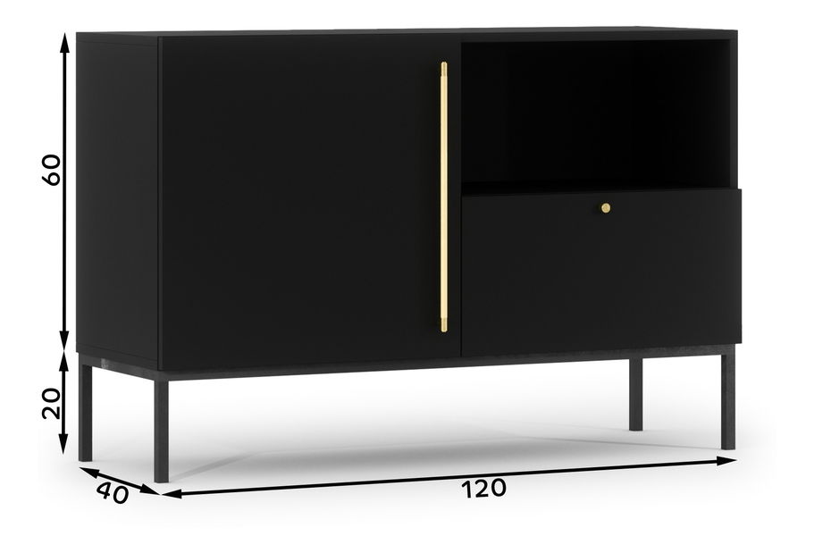 Komoda Loyd (čierna matná)