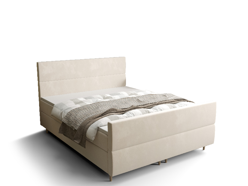 Franciaágy Boxspring 160 cm Flu plus (világos bézs) (matraccal és tárolóhellyel)