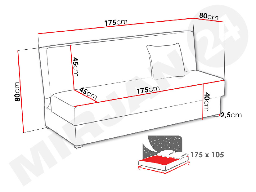 Rozkladacia pohovka Mirjan -Ted Mini *výpredaj