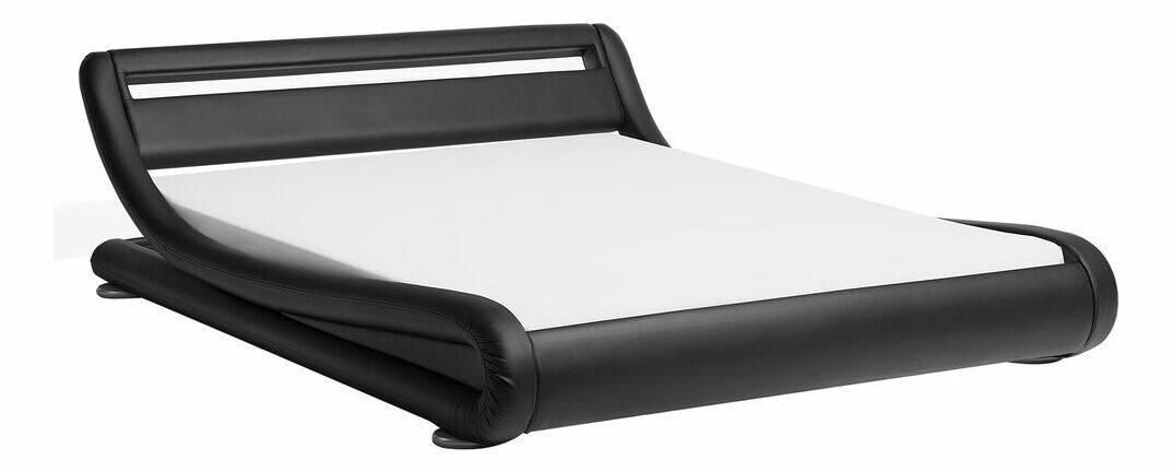 Manželská vodná posteľ 160 cm Anais (čierna) (s roštom a matracom)