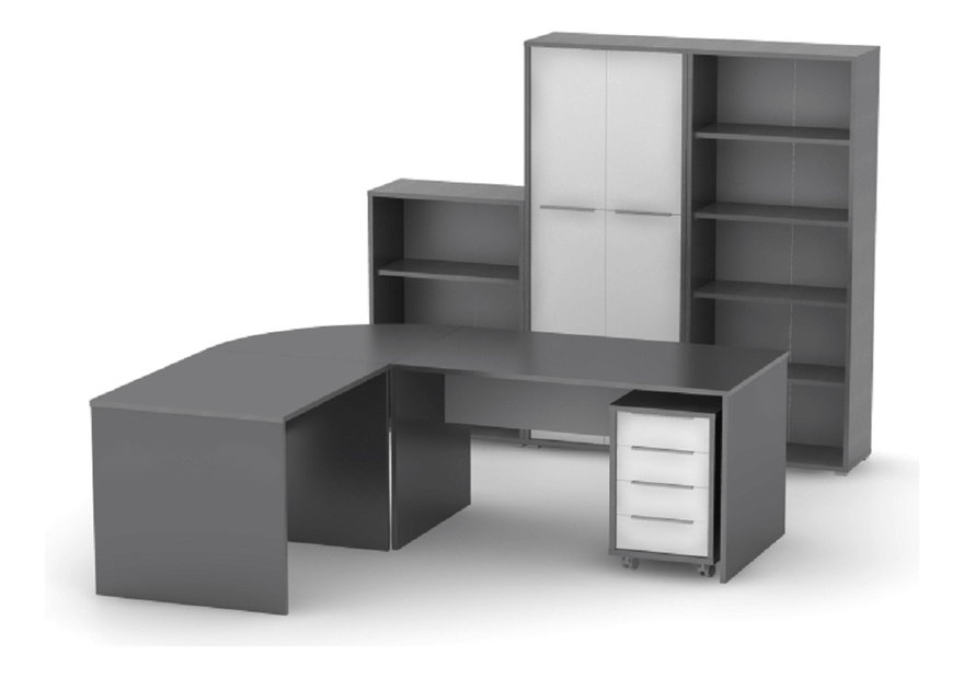 Kancelárska skriňa Tempo Kondela Rumia (grafit + biela)