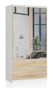 Szekrény Submarino (fehér + sonoma tölgy) (tükörrel)