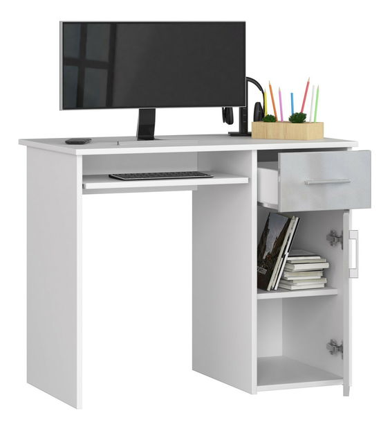 PC stolík Padma (biela + metalický lesk)