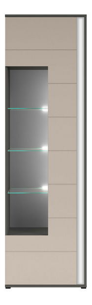 Vitrína BRW Graphic REG1WL (sivý wolfrám + popol)