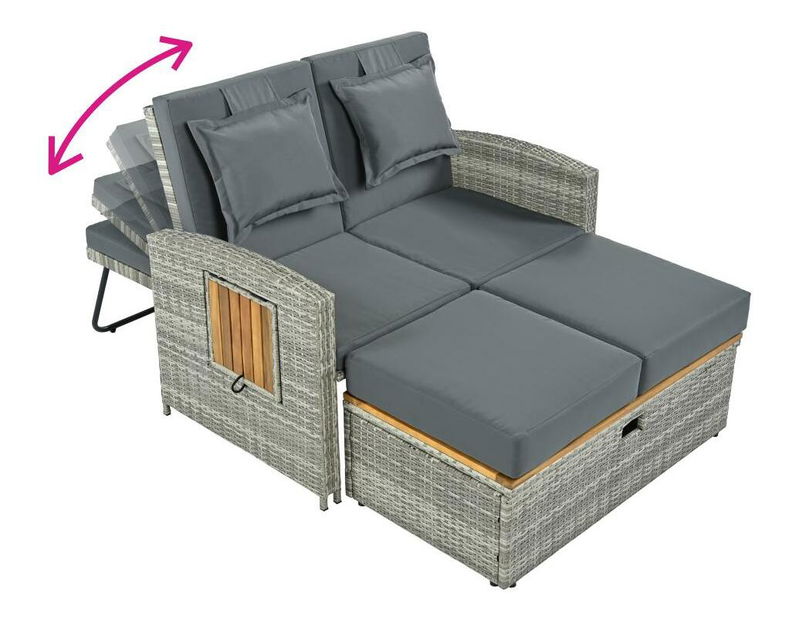 Vrtna sofa Mory (siva + prirodna)