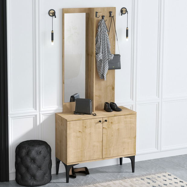 Predsieňová zostava Aliex 9 (Dub) (so zrkadlom)